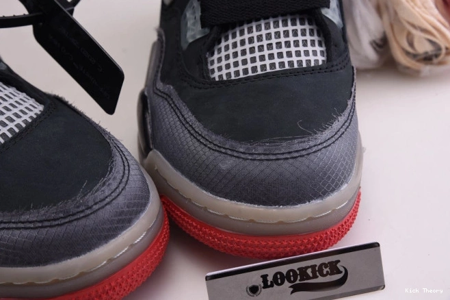 Kicked Out Shoe Store Jordan Bred White Air x Off Retro 4 CV9388-001 0710